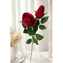 Vara De Rosa Artificial Ecodeco Boton Y Rosa Realista Tercio Rojo