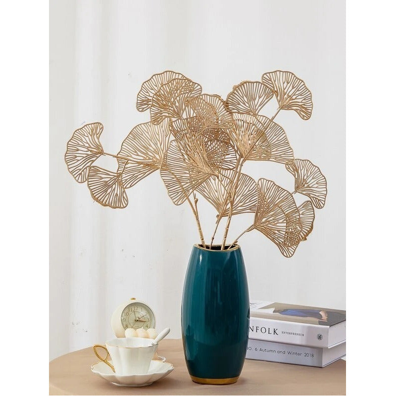 Hojas Huecas Artificiales Dorada Decorativa Vara Grande