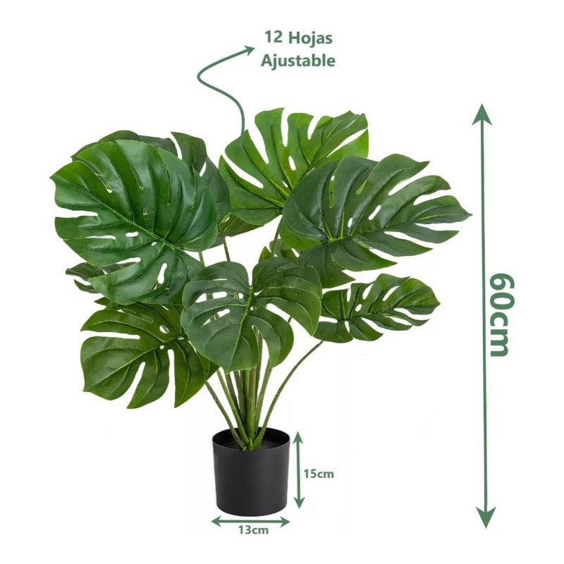 Flor Artificial Planta Con Maceta Monstera Decoracion Hogar