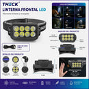 Linterna Frontal Theck 8 Led Recargable Usb-c Para Cabeza Negro