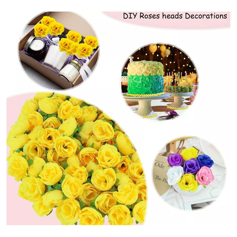 100 Piezas Cabeza De Rosas Flores Artificiales Rositas Minis