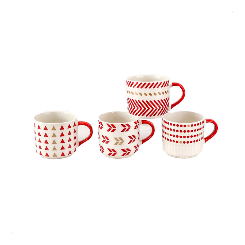 X4 Tazas Café Leche 400 Ml Navidad Tazas Navideñas