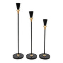 Set De 3 Porta Velas Candelabro Metálico Mónaco Negros Negro