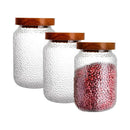 X3 Frasco De Vidrio 1010ml Thek Con Tapa De Madera Hermético Transparente