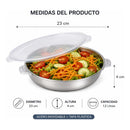 Pack 6 Recipientes Redondos Acero Inoxidable 23cm Con Tapa Gris