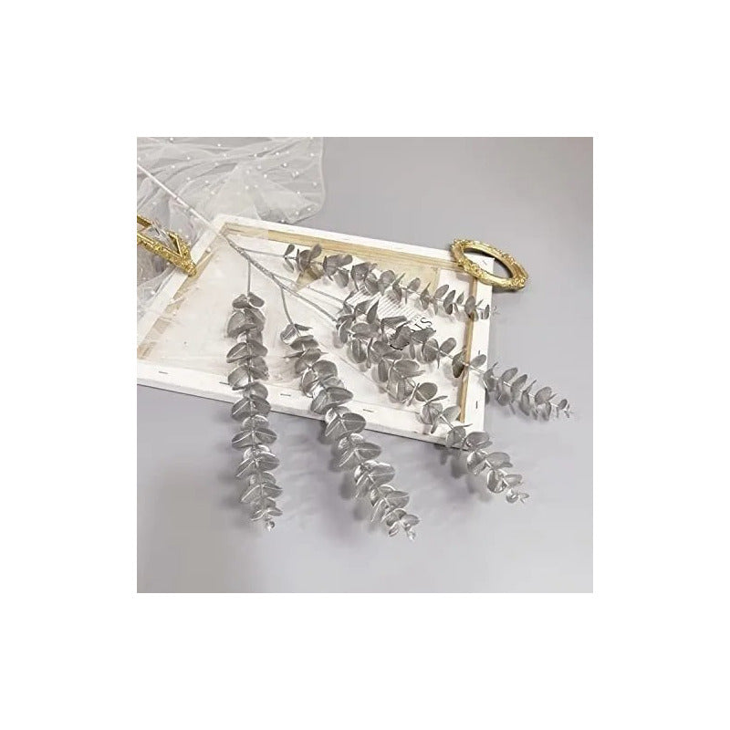 Flor Artificiales Tallos De Eucalipto De Plata Grande