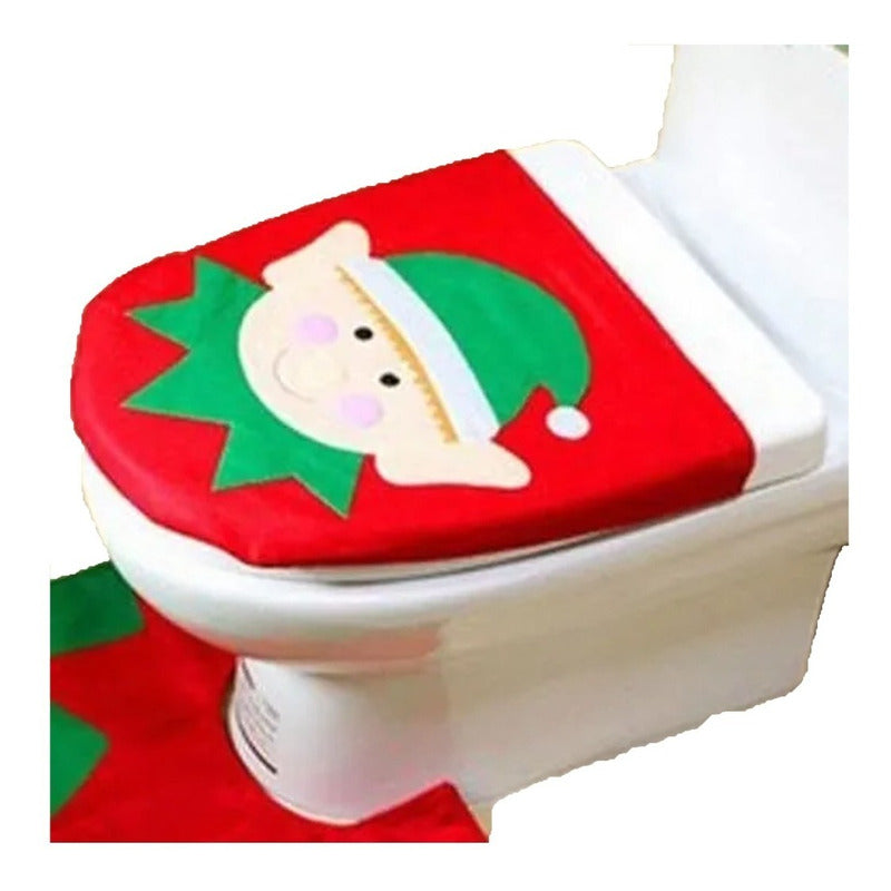 Funda Asiento De Inodoro Navideño Pascua Adorno Wc Baño