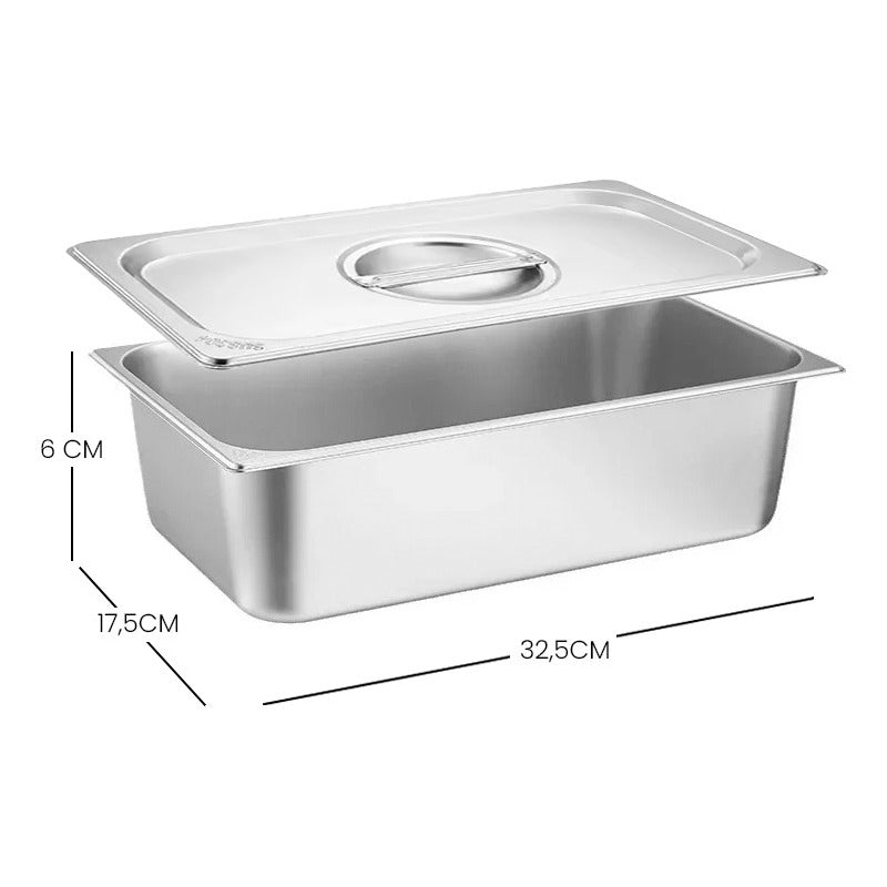 Deposito Gastronomico Con Tapa 32,5x26,5x14cm 1/3x6.5cm