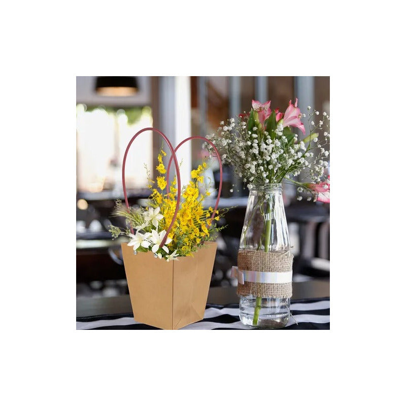 Pack 10 Bolsas Para Arreglo Floral Bolsa Papel Kraft Imperme