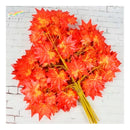 Flores Artificiales Hoja De Arce Otoño Pack De 12 Colgantes  Naranja