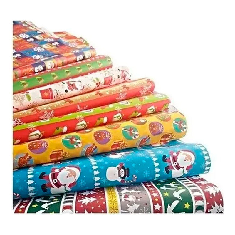 10 Papel De Regalo De Navidad X 10 Pliegos Navideño