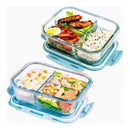 Pack 2 Contenedores Herméticos Vidrio 800ml 3 Divisiones