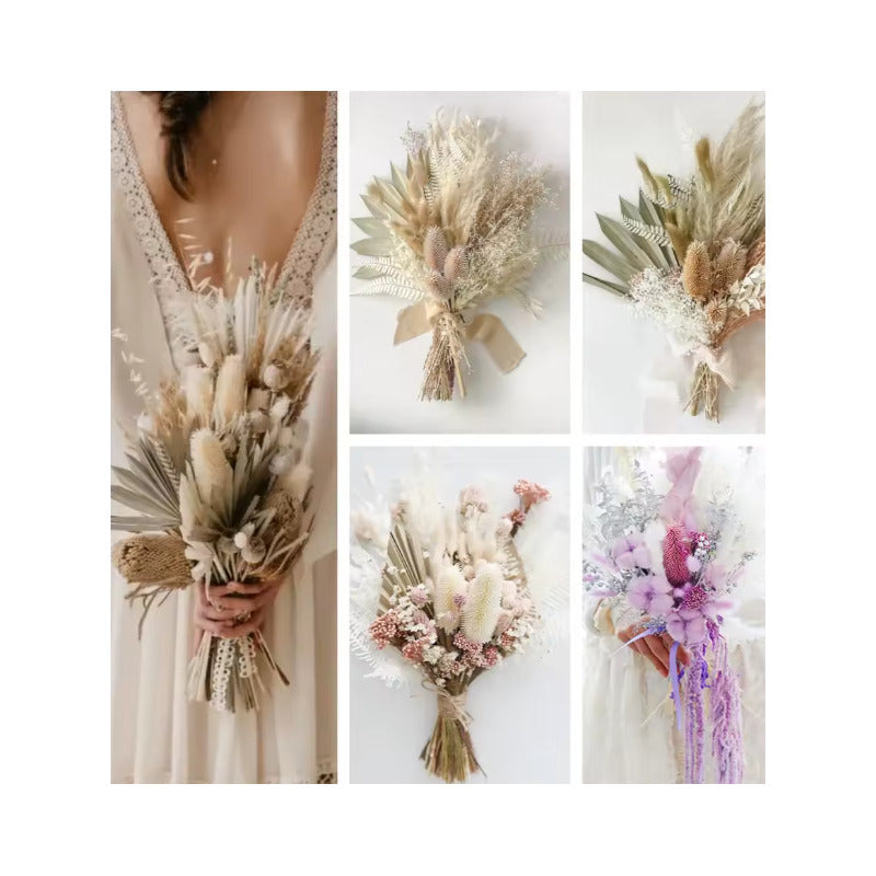 Cepillo De Botella Natural Flor Seca Banksia Dipsacus Boho