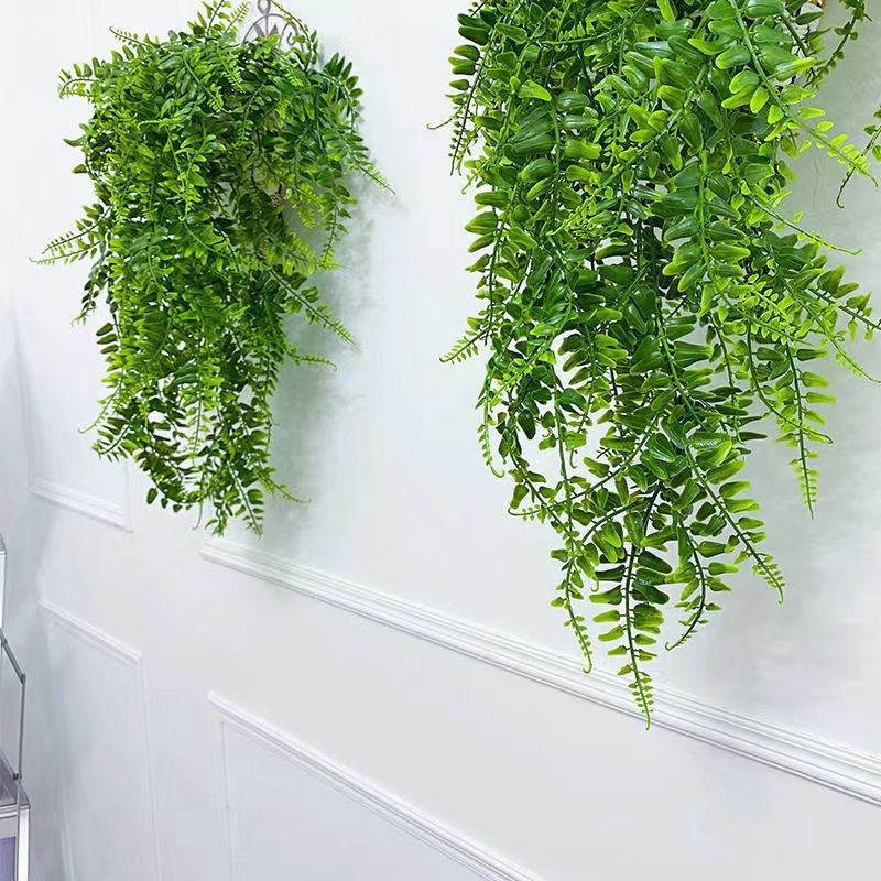 5 Plantas Artificiales Boston Fern Colgantes De Vides Falsas Color Verde