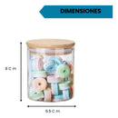 Pack 6 Frascos Vidrio Hermetico Tapa De Bamboo Transparente