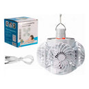 Ventilador Solar 2 En 1 Con Luz Led Plegable Camping Exterio Blanco