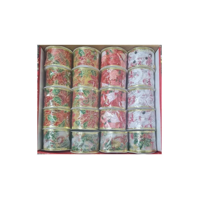 Cintas Navideñas Metalizada Rollo De Cintas Navidad