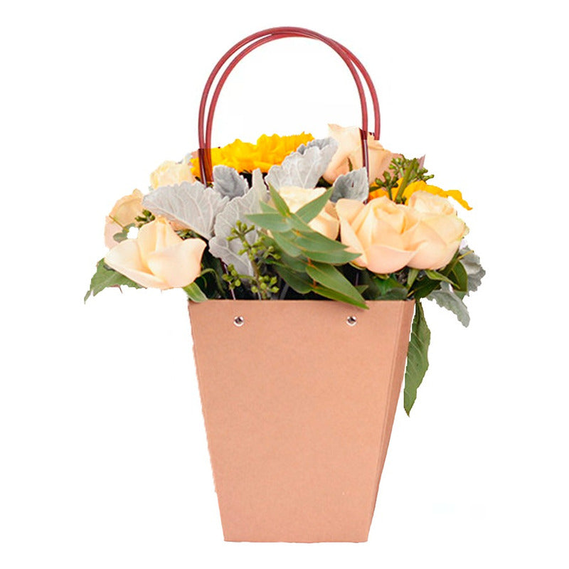 Pack 10 Bolsas Para Arreglo Floral Bolsa Papel Kraft Imperme