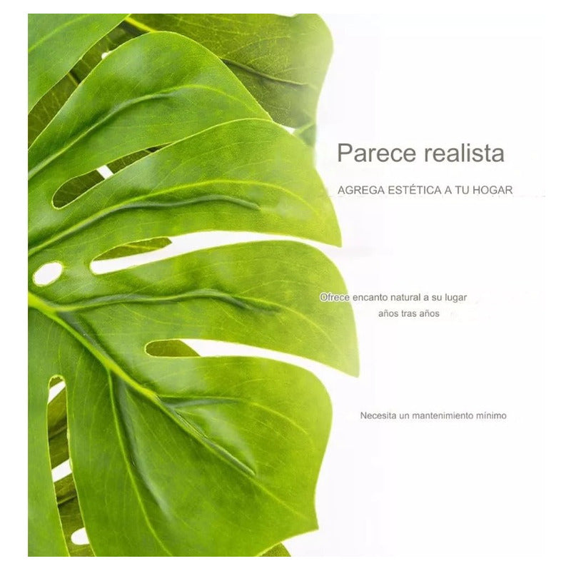 Flor Artificial Planta Con Maceta Monstera Decoracion Hogar