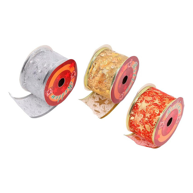 Cintas Navideñas Metalizada Rollo De Cintas Navidad