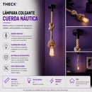 Lámpara Colgante Theck De Cuerda Náutica 90cm Soquete E27 Beige