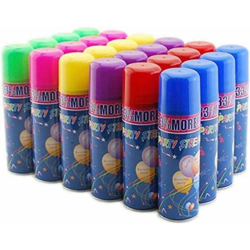 Serpentinas Pack X24 Spray Colores Surtidos Festejo Celebra