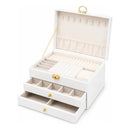 Joyero Organizador 3 Niveles Theck Con Cajones Y Espejo Lujo Blanco
