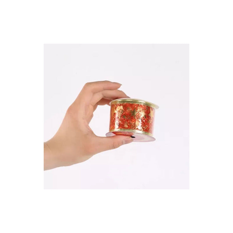 Cintas Navideñas Metalizada Rollo De Cintas Navidad