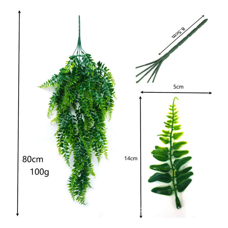 5 Plantas Artificiales Boston Fern Colgantes De Vides Falsas Color Verde