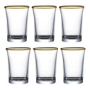 Set 6 Vasos Tequileros Vidrio Borde Dorado 63ml Transparente
