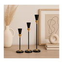 Set De 3 Porta Velas Candelabro Metálico Mónaco Negros Negro