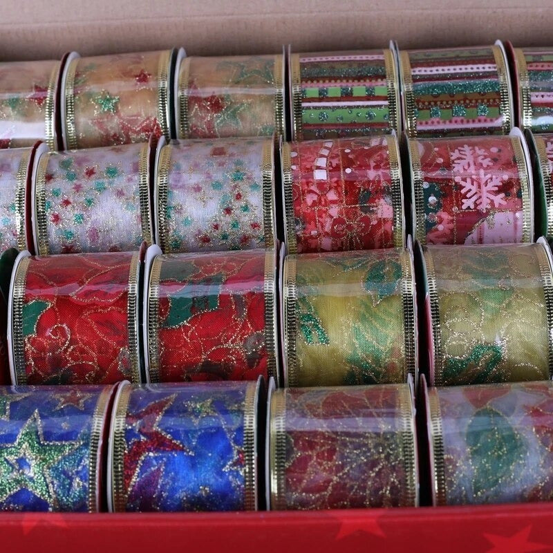 Cintas Navideñas Metalizada Rollo De Cintas Navidad