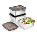 X3 Recipientes Herméticos Acero Inoxidable 1.9l Cocina Plateado