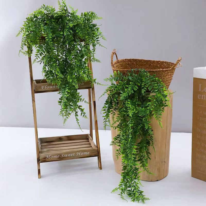 5 Plantas Artificiales Boston Fern Colgantes De Vides Falsas Color Verde