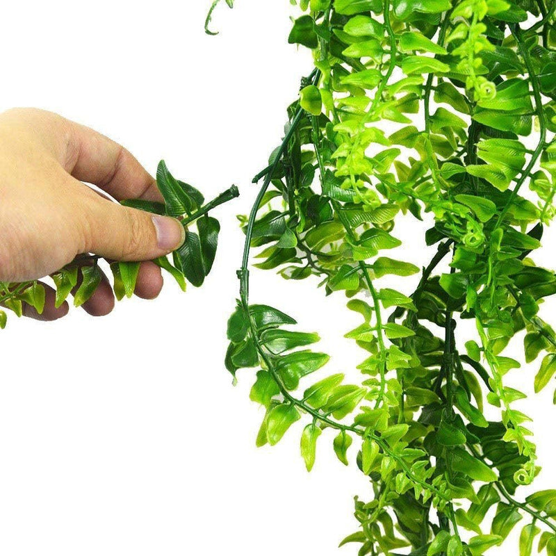 5 Plantas Artificiales Boston Fern Colgantes De Vides Falsas Color Verde