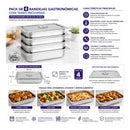 4 Bandejas Gastronómicas 1/2 32.5x26.5x6cm Theck Plateado