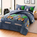 Edredón Infantil 1.5 Plaza Con Funda Diseño Unicornio Theck Gris Dino