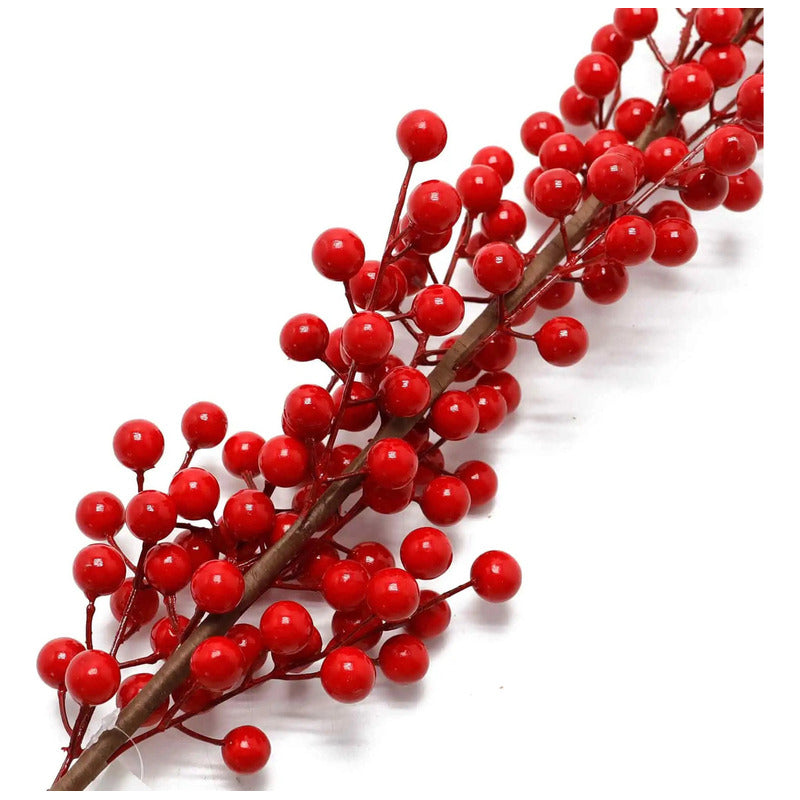 Adornos De Navidad Bayas Rojas Pack  X6