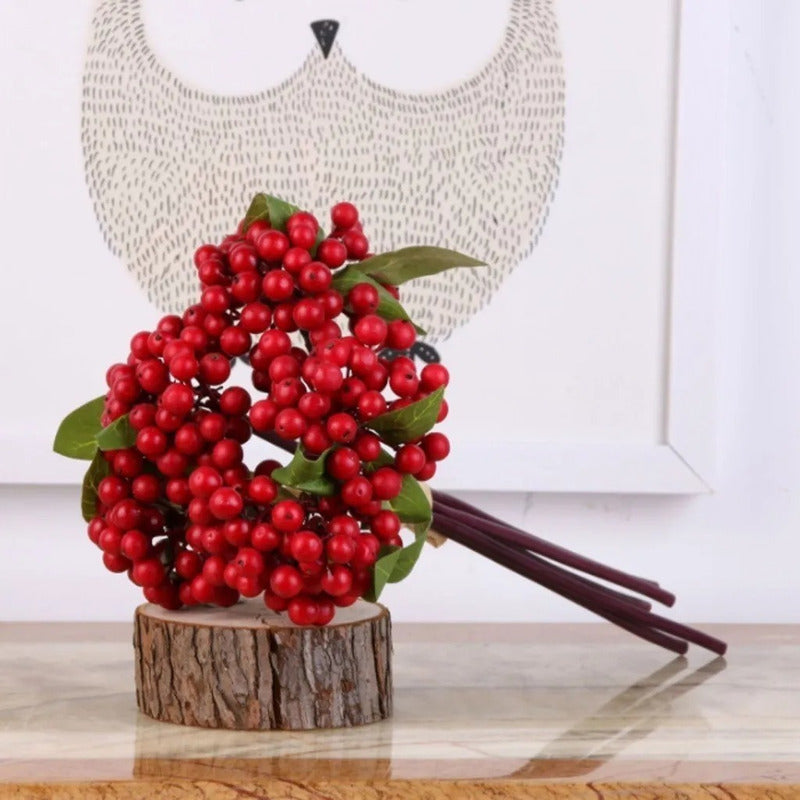 Bayas Ramas Flores Artificiales  Berry Tallos Frondoso