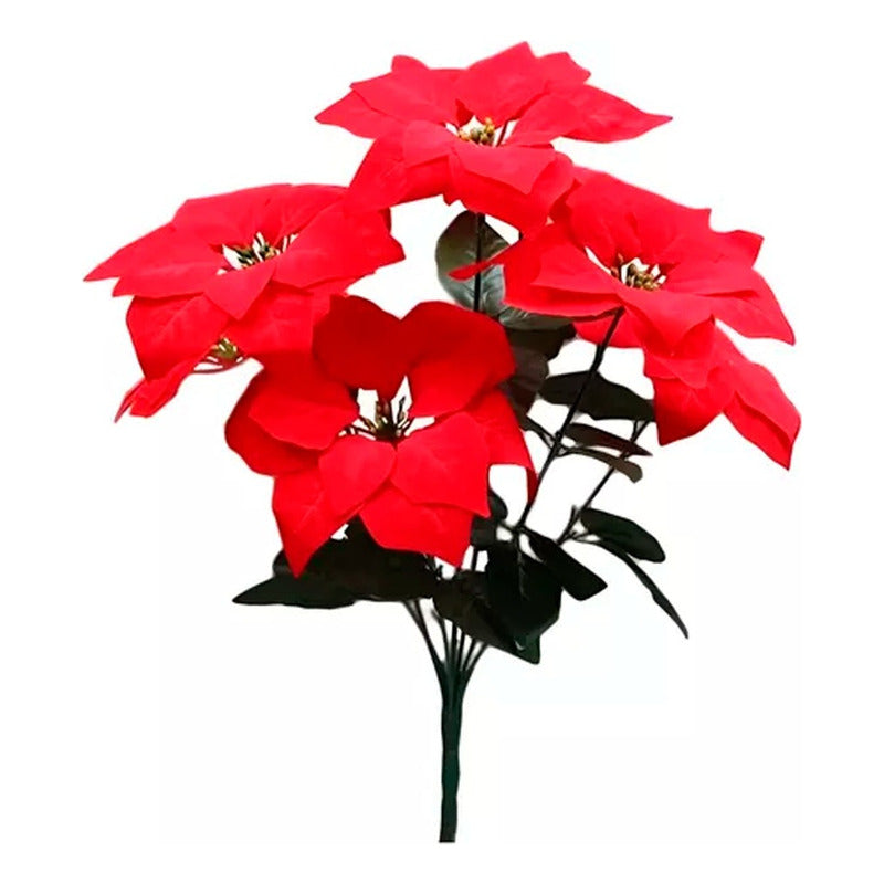 Flor Navideña Ramo De Flor De Navidad 5 Hojas