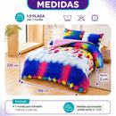 Edredón Infantil 1.5 Plaza Con Funda Diseño Unicornio Theck Gris Dino