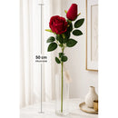 Vara De Rosa Artificial Ecodeco Boton Y Rosa Realista Tercio Rojo