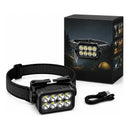 Linterna Frontal Theck 8 Led Recargable Usb-c Para Cabeza Negro