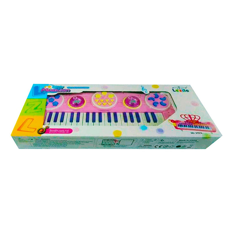 Teclado Portátil De Piano Para Niña Rosa De 37 Teclas A Pila