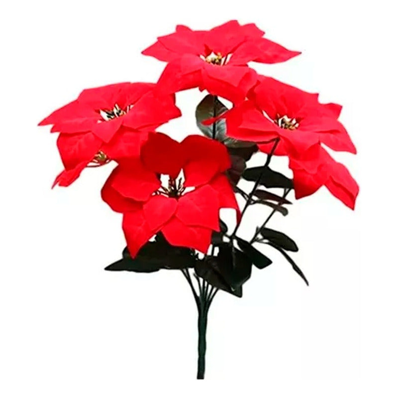 Flor Navideña Ramo De Flor De Navidad 5 Hojas