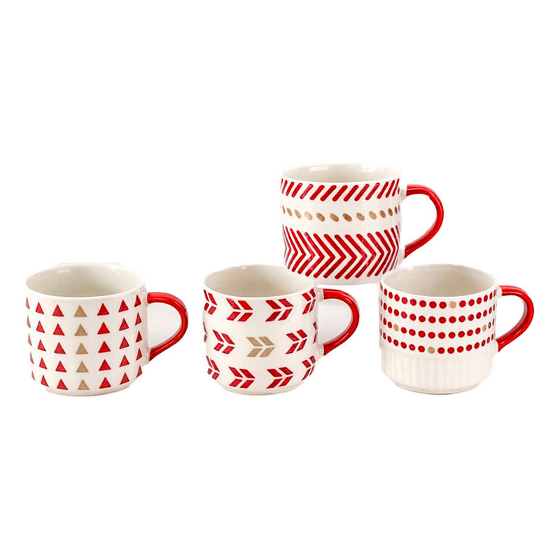 X4 Tazas Café Leche 400 Ml Navidad Tazas Navideñas