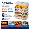 4 Bandejas Gastronómicas 1/2 32.5x26.5x6cm Theck Plateado