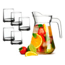 Jarra Vidrio 1580ml + 5 Vasos 270ml Diamante Premium
