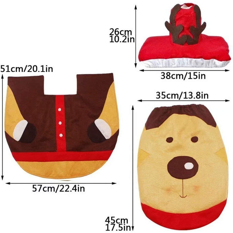 Funda Asiento De Inodoro Navideño Pascua Adorno Wc Baño
