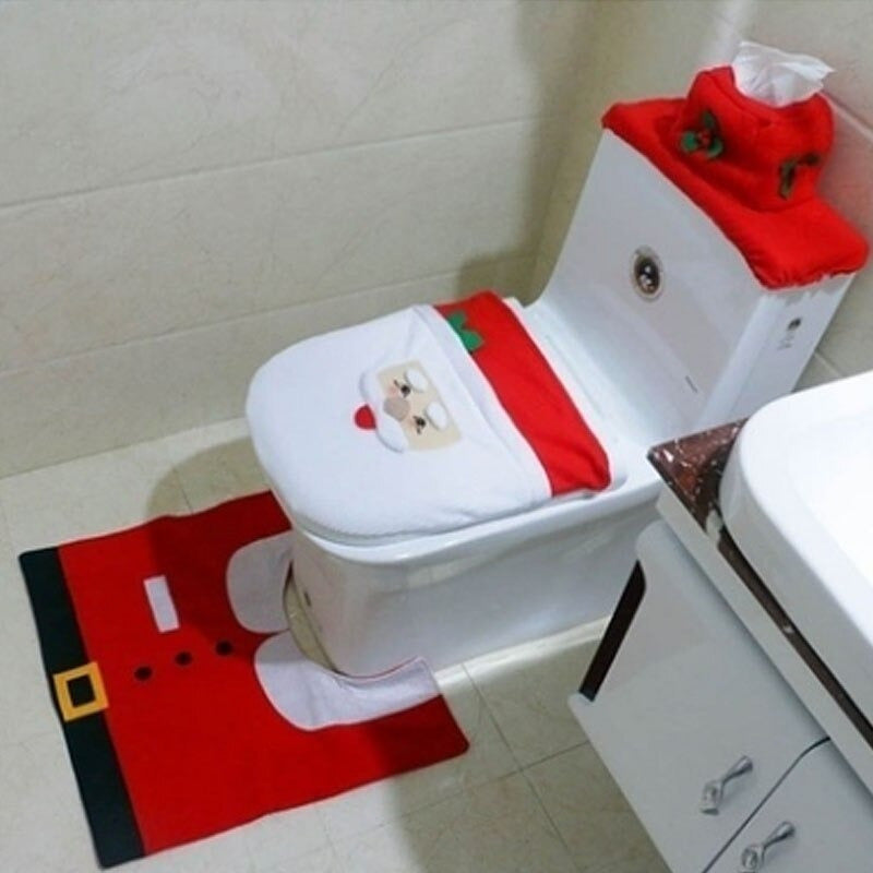 Funda Asiento De Inodoro Navideño Pascua Adorno Wc Baño